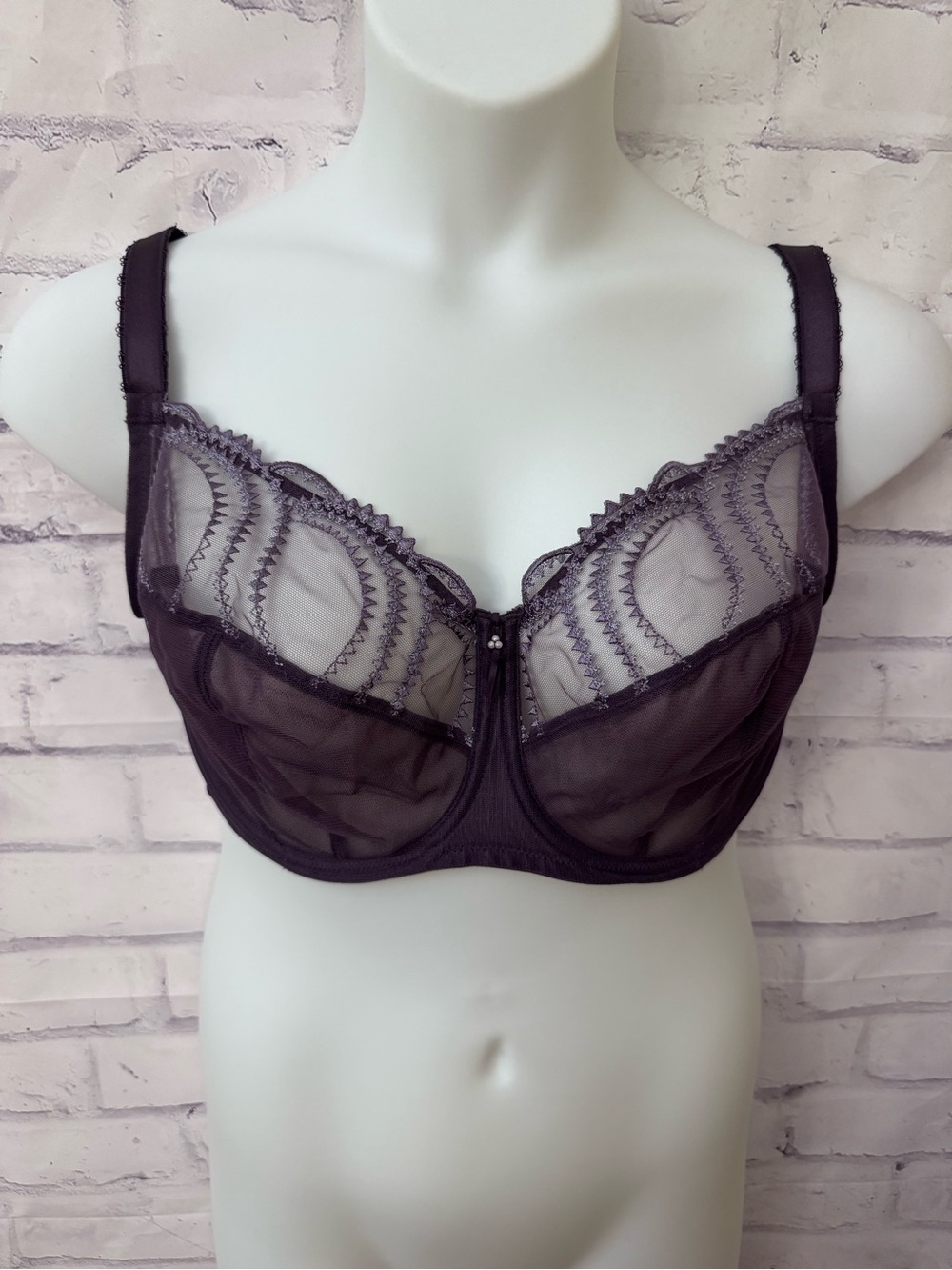 Wacoal 38H Evocative Edge Full Figure Underwire Bra Purple Sexy 855304 Sheer